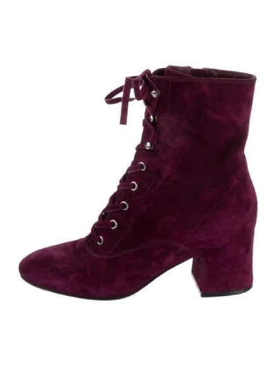 Pre-owned Gianvito Rossi Suede Lace-up Boots In Purple
