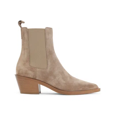 Gianvito Rossi Suede Leather Ankle Boots Women In Neutral