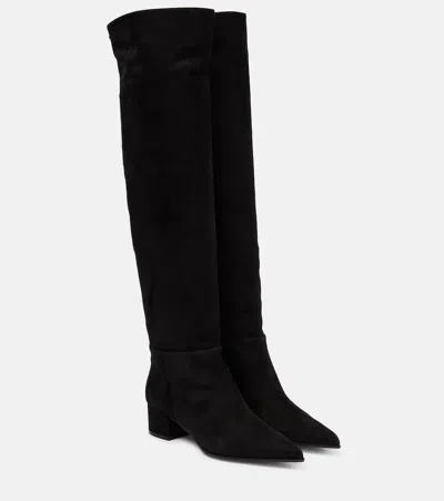 Gianvito Rossi Suede Leather Knee-high Boots In Black