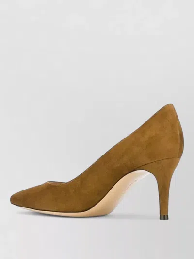 Gianvito Rossi Suede Leather Pumps Mid Heel Pointed In Green