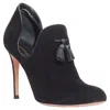 Gianvito Rossi Suede Leather Tassel Front Stiletto Booties In Black