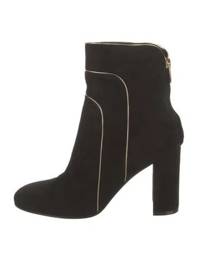 Pre-owned Gianvito Rossi Suede Leather Trim Embellishment Boots In Black