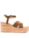 Gianvito Rossi Suede Wedge Sandals In Brown