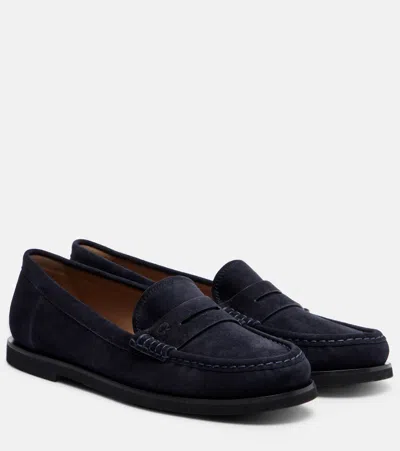 Gianvito Rossi Suede Loafers In Blue