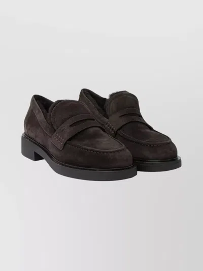 GIANVITO ROSSI SUEDE LOAFERS WITH RUBBER SOLE AND STITCHING