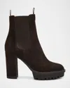 Gianvito Rossi 90 Suede Platform Ankle Boots In Brown