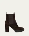 Gianvito Rossi 90 Suede Platform Ankle Boots In Brown
