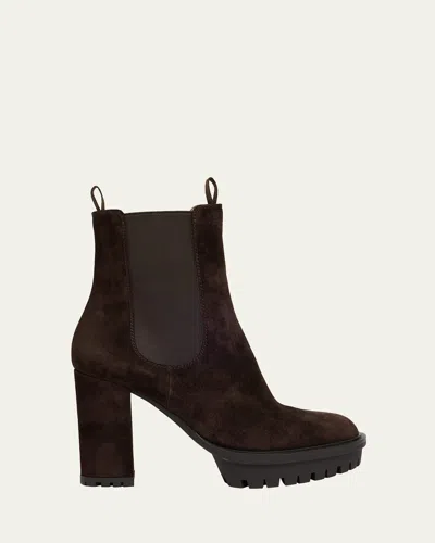 GIANVITO ROSSI SUEDE LUG-SOLE BOOTIES