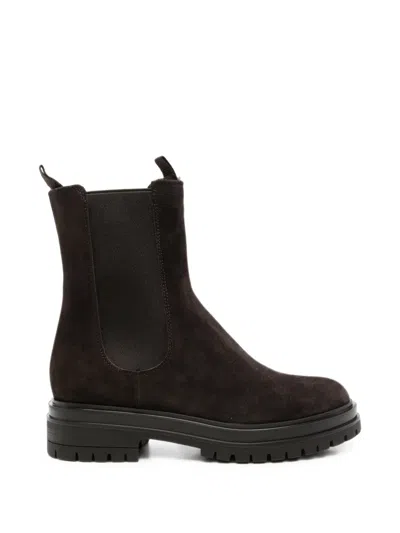 Gianvito Rossi Suede Lug-sole Boots In Brown