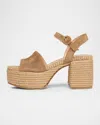 Gianvito Rossi Suede Mary Jane Ballerina Espadrilles In Brown