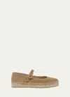 Gianvito Rossi Suede Mary Jane Ballerina Espadrilles In Camel