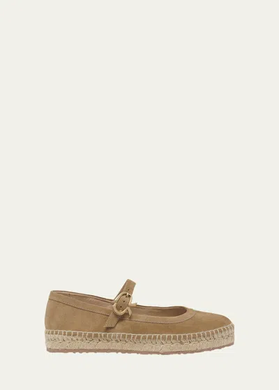 GIANVITO ROSSI SUEDE MARY JANE BALLERINA ESPADRILLES