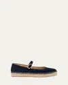 Gianvito Rossi Suede Mary Jane Ballerina Espadrilles In Denim