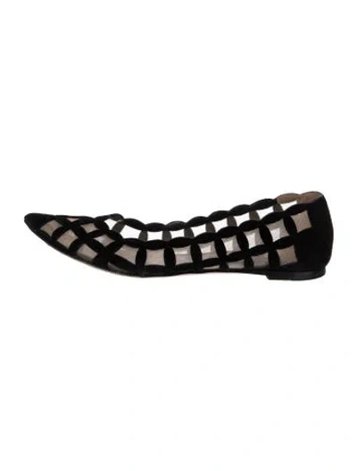 Pre-owned Gianvito Rossi Suede Mesh Accents Ballet Flats In Black
