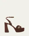 Gianvito Rossi Suede Mesh Platform Sandals In Brown