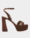 Gianvito Rossi Suede Mesh Platform Sandals In Brown