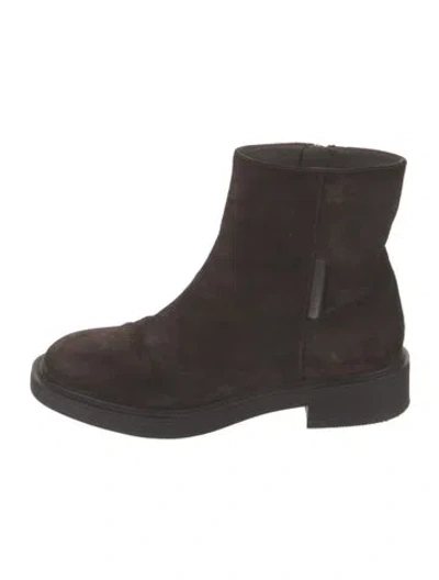 Pre-owned Gianvito Rossi Suede Moto Boots In Brown