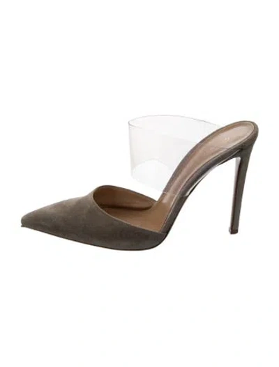 Pre-owned Gianvito Rossi Suede Mules In Gray