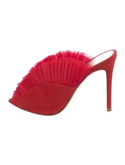 Pre-owned Gianvito Rossi Suede Mules In Red