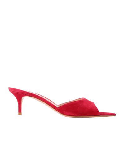 Gianvito Rossi Elle 55 Suede Mules In Red