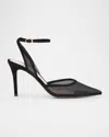 Gianvito Rossi Suede Organza Ankle-strap Pumps In Black