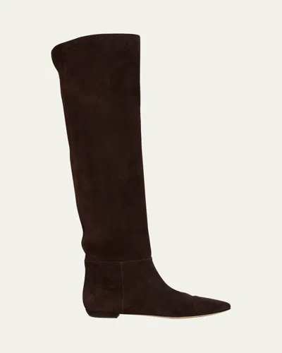 Gianvito Rossi Suede Over-the-knee Boots In Brown
