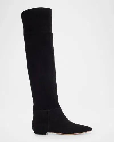 Gianvito Rossi Suede Over-the-knee Boots In Black