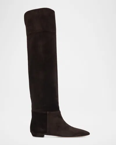 Gianvito Rossi Suede Over-the-knee Boots In Brown