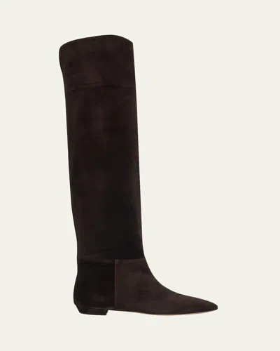 Gianvito Rossi Suede Over-the-knee Boots In Brown