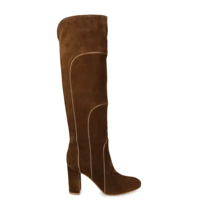 Gianvito Rossi Suede Panelled Knee-high Boots 45 In Brown