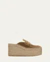 Gianvito Rossi Suede Penny Loafer Platform Espadrille Mules In Brown