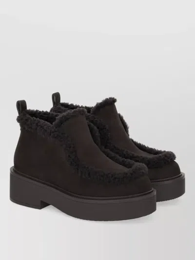 Gianvito Rossi Suede Platform Ankle Boots In Black