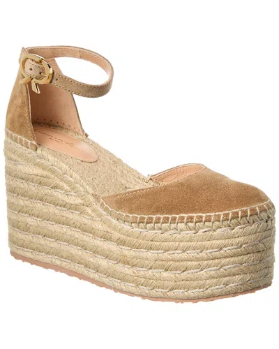 Gianvito Rossi Suede Platform Espadrille In Brown