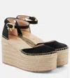 Gianvito Rossi Espadrille-wedges Aus Veloursleder In Schwarz