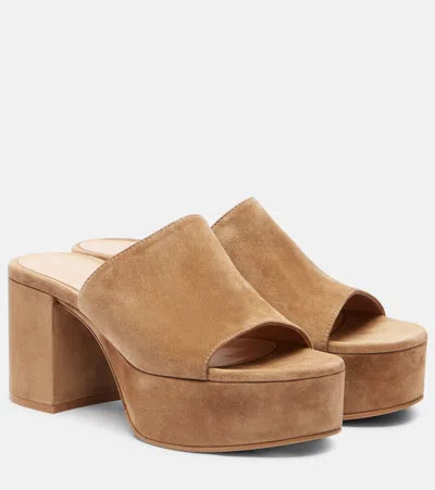 Gianvito Rossi Suede Platform Mules