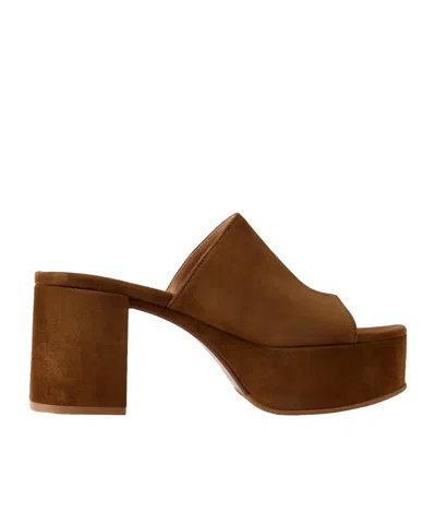 Gianvito Rossi Suede Platform Mules In Brown