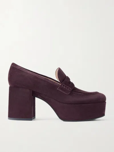 Gianvito Rossi 80 Suede Platform Pumps In Burgundy