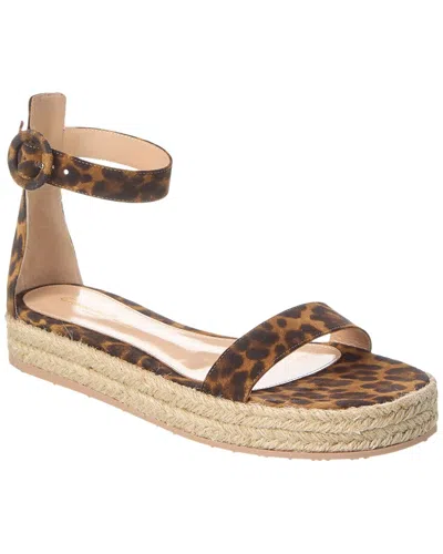 Gianvito Rossi Suede Leather Platform Sandals In Multicoloured