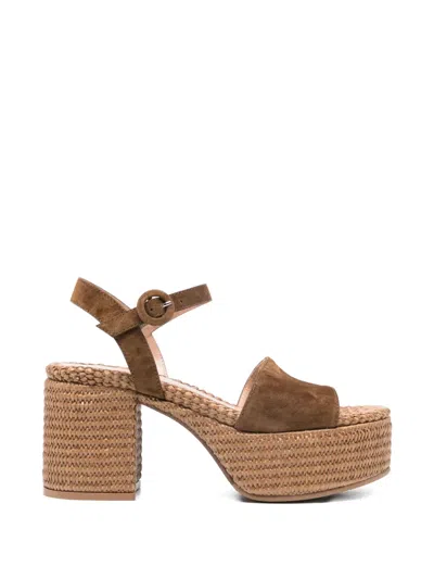 Gianvito Rossi Suede Platform Sandals In Nude