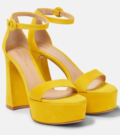 Gianvito Rossi Suede Platform Sandals In Yellow