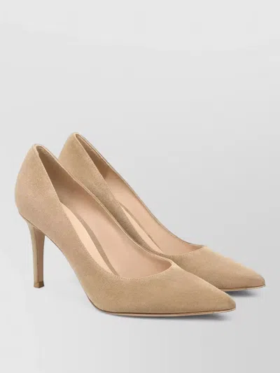 Gianvito Rossi Suede Pointed Toe Stiletto Heel Pumps In Neutral