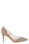 Gianvito Rossi Embellished Glitter Pointed Stiletto Transparent Pumps