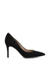 Gianvito Rossi Pointed Toe Heeled Shoes In Silk In Black