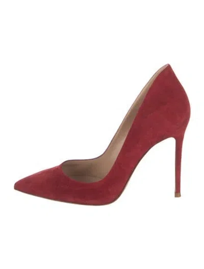Pre-owned Gianvito Rossi Suede Pumps In Red
