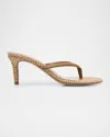 Gianvito Rossi 70mm Calypso Suede And Raffia Heeled Thong Sandals