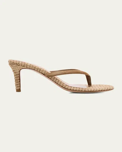 GIANVITO ROSSI SUEDE RAFFIA HEELED THONG SANDALS