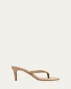 Gianvito Rossi Suede Raffia Heeled Thong Sandals In Camele Natural