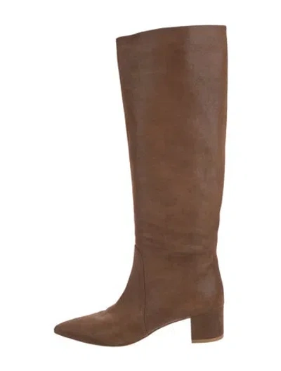 Pre-owned Gianvito Rossi Suede Riding Boots In Brown