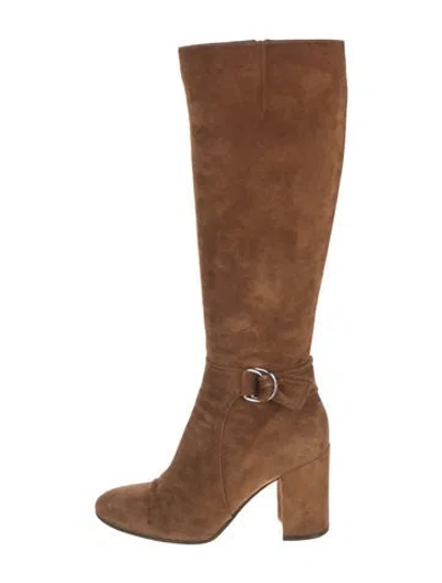 Pre-owned Gianvito Rossi Suede Riding Boots In Brown