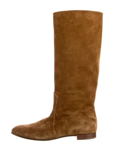 Pre-owned Gianvito Rossi Suede Riding Boots In Brown